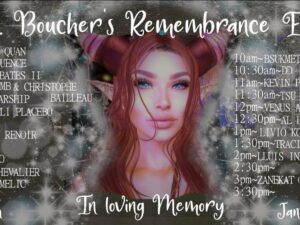 14 > 15.01.2023 | Cat C. Boucher’s Remember Event | Second Life
